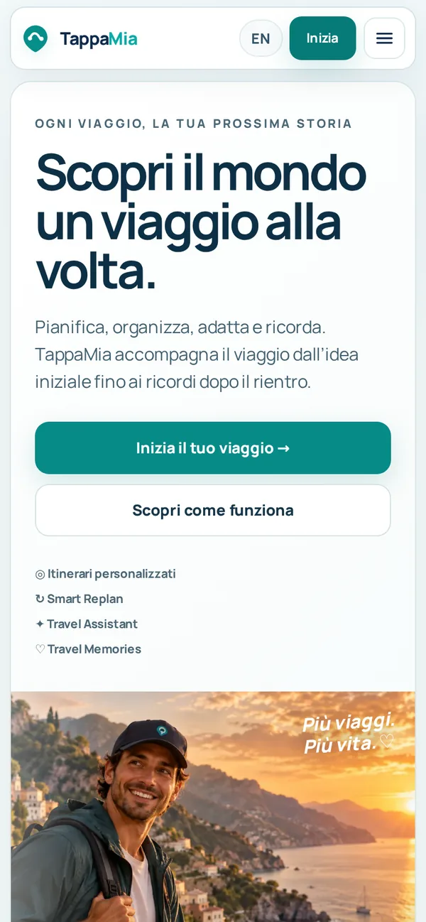 Pagina iniziale di TappaMia sul telefono